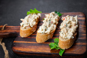 crab salad pate crab stick meal food snack on the table copy space food background rustic top view © Alesia Berlezova