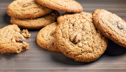 Healthy fresh oatmeal cookies on desk