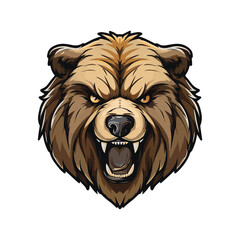 Roaring Brown bear mascot logo, Esport gaming team mascot logo, animal mascot isolated on white background, bear logo png