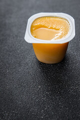 fruit puree portion apple, pear fruit no sugar meal food snack on the table copy space food background rustic top view 