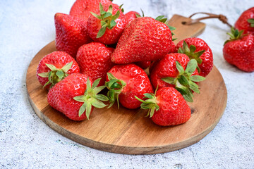 Fresh organic red    Strawberryes on wooden background. Summer dessert