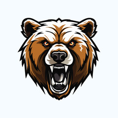 Roaring Brown bear mascot logo, Esport gaming team mascot logo, animal mascot isolated on white background, bear logo png