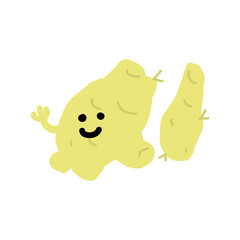 生姜のキャラクター手描きカラーイラスト素材