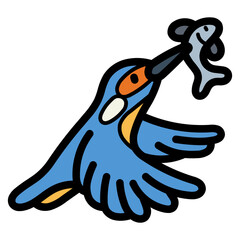 Obraz premium kingfisher filled outline icon style