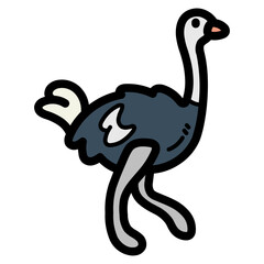 ostrich filled outline icon style