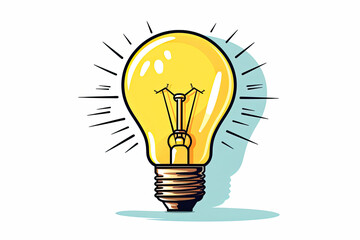 illustration light bulb lit on white background. winning idea concept.