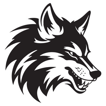 recommend clip art: Angry Wolf Head Black and White Tattoo Illustration.