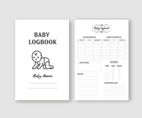 baby log book. daily log book baby