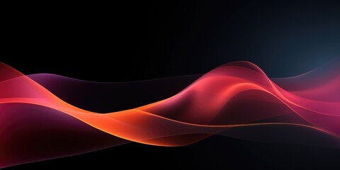 Abstract red swirl wave on black background. Flow liquid lines design elemen, generative ai