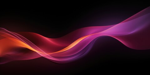 Abstract pink swirl wave on black background. Flow liquid lines design elemen, generative ai