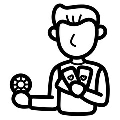 gambler line icon style