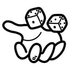 throwing dice line icon style