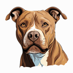 simple cartoon clipart pitbull dog white background