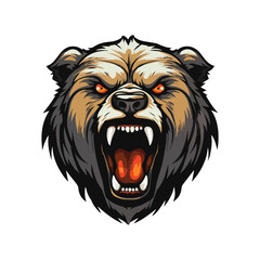 Roaring Brown bear mascot logo, Esport gaming team mascot logo, animal mascot isolated on white background, bear logo png