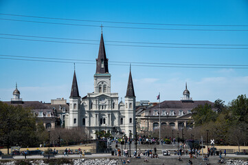 StLouisCathedralFromMissRiver - obrazy, fototapety, plakaty