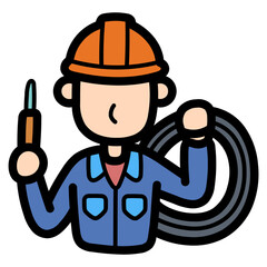 Fototapeta premium electrician filled outline icon style