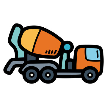 cement mixer truck filled outline icon style