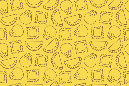 seamless pattern with different dumplings: polish, asian and italian ravioli- vector illustration
