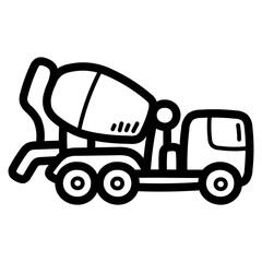 Fototapeta premium cement mixer truck line icon style