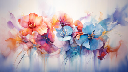 Watercolor flowers background overlay.