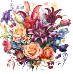 Deurstickers element for design watercolor flowers overlay © Alex