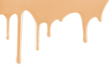 melted foundation dripping on white background
