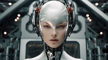 Naklejka premium Female AI robot assistant