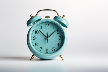 blue alarm clock on white background