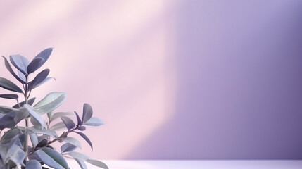 Violet background with natural light and leaves mockup template background