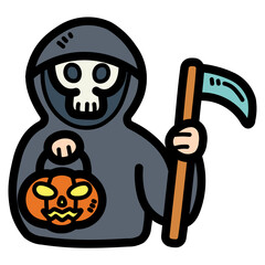 grim reaper filled outline icon style