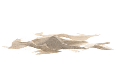 Desert sand pile, dune isolated on white background and texture, with clipping path
