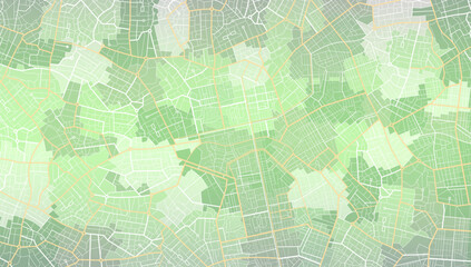 Green city area, background map, streets. Skyline urban panorama. Cartography illustration. Abstract transportation background, streetmap. Widescreen proportion, digita design streetmap. Vector