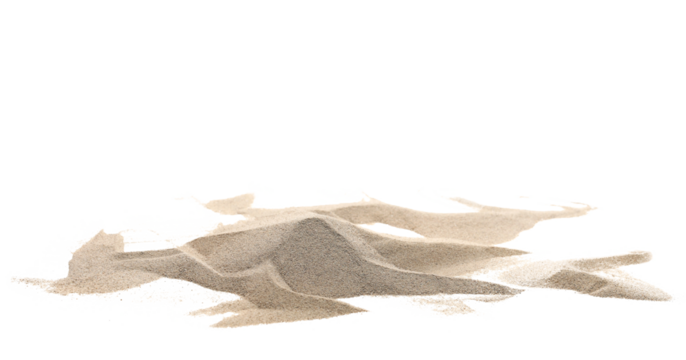 Desert sand pile, dune isolated on white background and texture, with clipping path