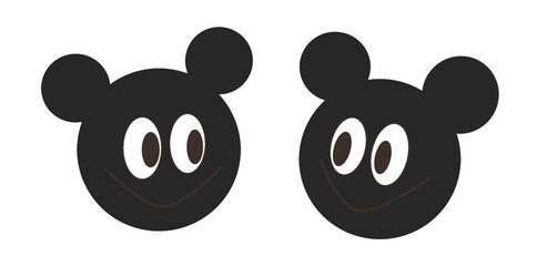 drawn cartoon icons faces, two cartoon positive funny emoticons look at each other and smile