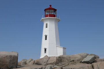 Fototapeta na wymiar Lighthouse on cloudless afternoon