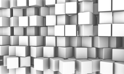 3d white cubes isolated on white background. White cube boxes. High-resolution 3D illustration with clipping paths. High-quality Mockup.
