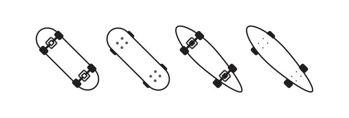 Skateboard Icon Set Design Vector Template Illustration In Trendy Flat Style, Skateboards icons on white background,
