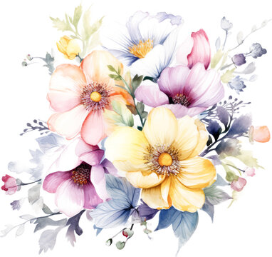 watercolor flowers element for design