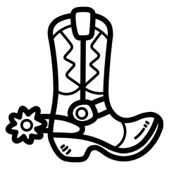 cowboy boots line icon style