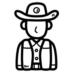 cowboy line icon style