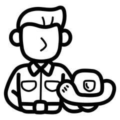 cowboy line icon style