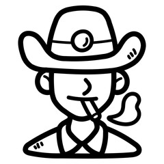 cowboy line icon style
