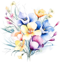 Obraz na płótnie Canvas bouquet of flowers watercolor element for design on transparent
