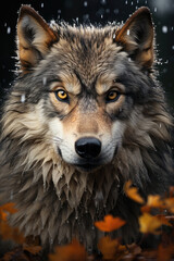 wolf portrait dramatic lighting,ai generative.