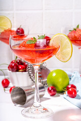 Cherry and lime alcoholic booze cocktail
