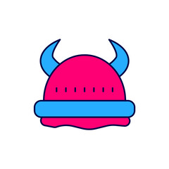 Filled outline Viking in horned helmet icon isolated on white background. Vector
