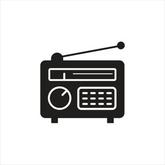 Retro radio icon. Glyph version, vector sign logo illustration.