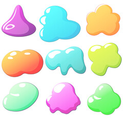 Modern liquid abstract element graphic gradient flat style design fluid vector colorful illustration set banner simple shape template for logo, presentation, flyer, isolated on white background.