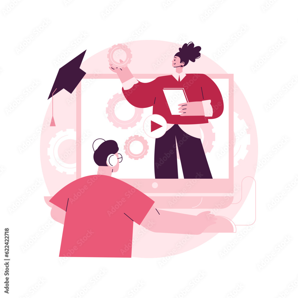 Poster information technology courses abstract concept vector illustration. it course for all levels, compu