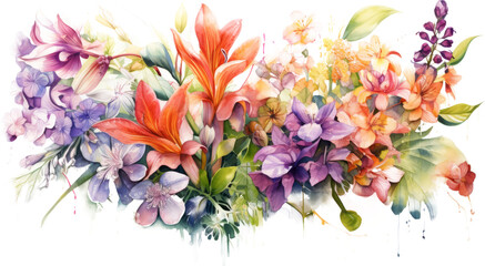 Watercolor element for design with flowers.